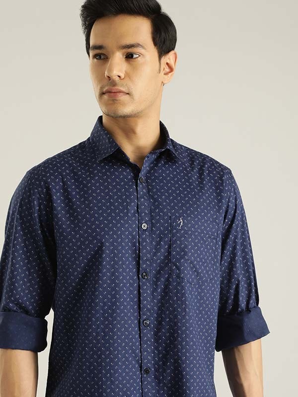 Indian Terrain Men All Over Print Dark Blue Shirt